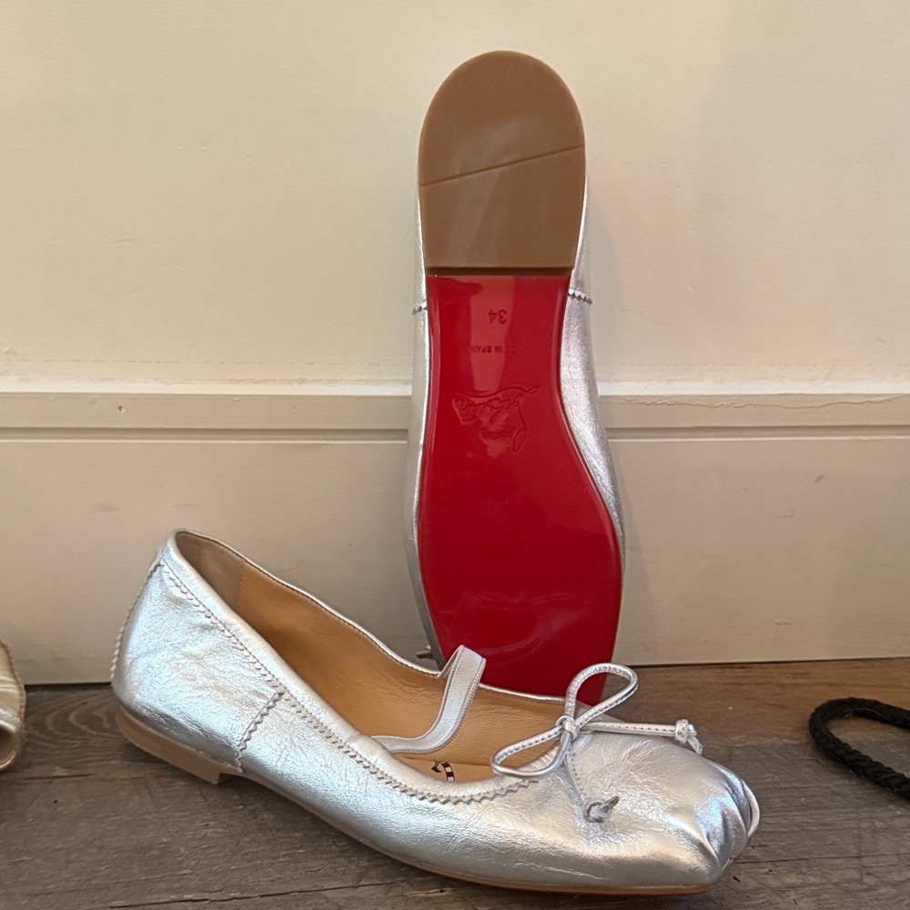 Christian Louboutin Metallic Silver Flats